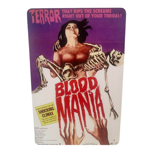 Blood Mania Movie Poster Metal Tin Sign 8"x12"