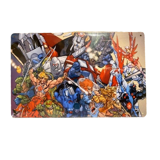 80's Cartoon Group Poster Metal Tin Sign 8"x12"