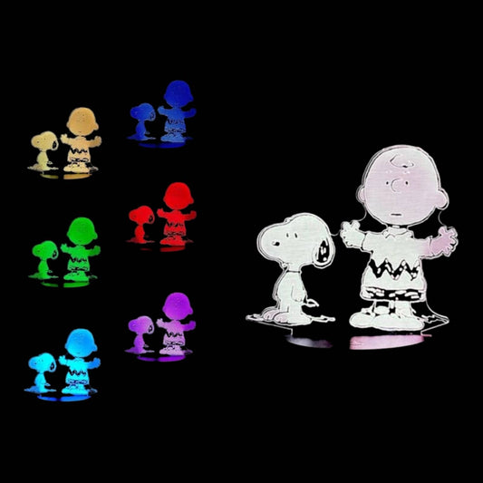 Charlie Brown & Snoopy 3D LED Night-Light 7 Color Changing Lamp w/ Touch Switch