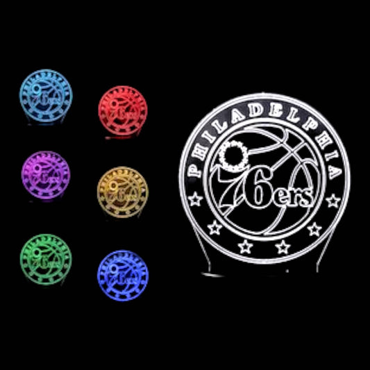 Philadelphia 76ers 3D LED Night-Light 7 Color Changing Lamp w/ Touch Switch