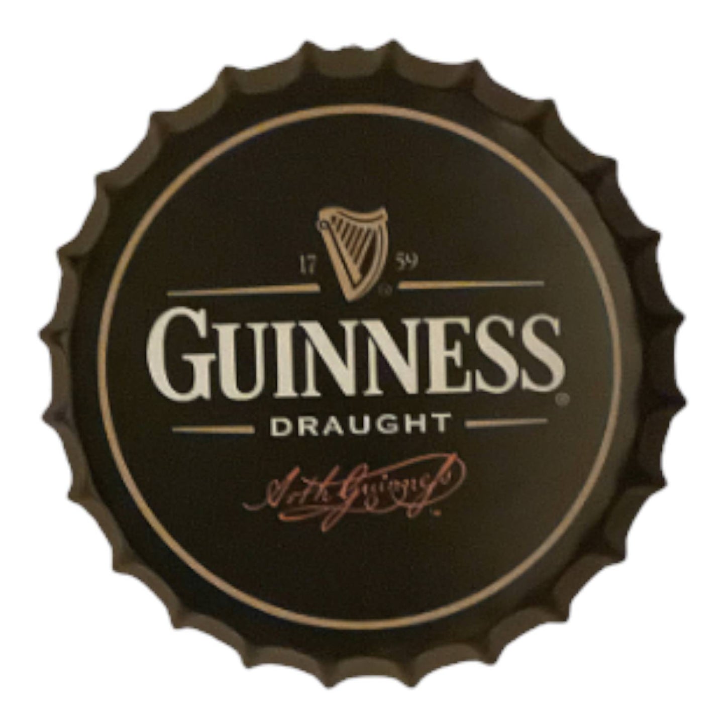 14” Guinness Bottle Cap Metal Tin Sign