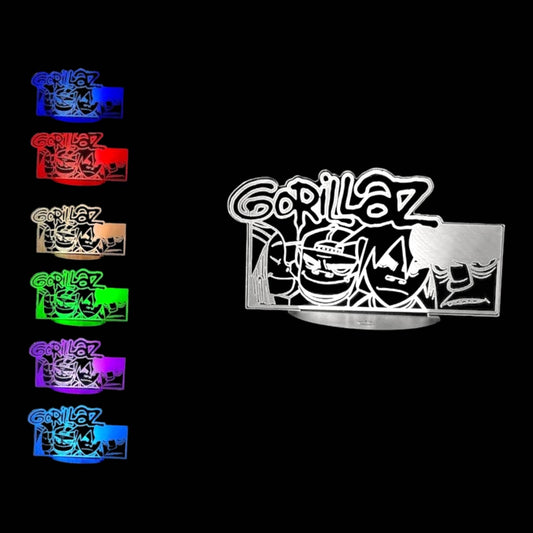 Gorillaz 3D LED Night-Light 7 Color Changing Lamp w/ Touch Switch