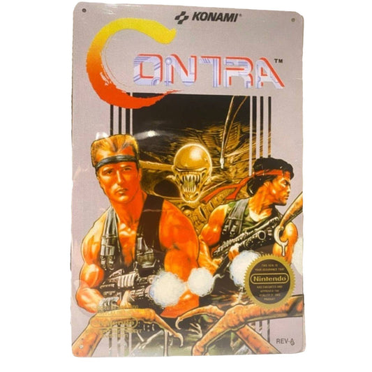 Contra Nintendo Video Game Cover Metal Tin Sign 8"x12