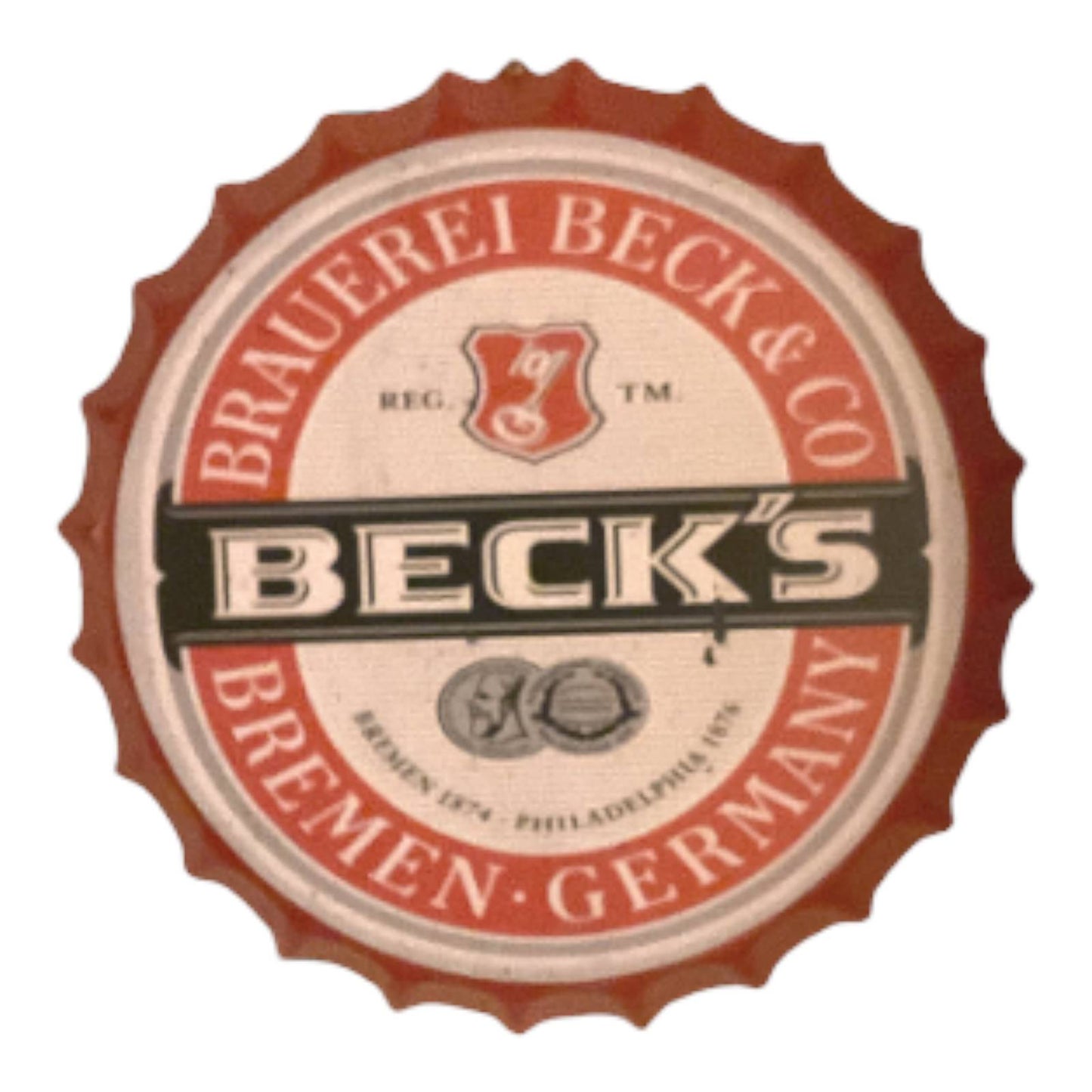 14” Becks Bottle Cap Metal Tin Sign