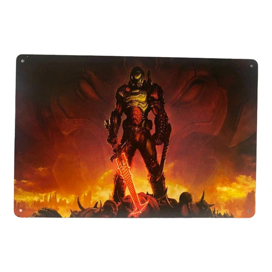 Doom Video Game Cover Metal Tin Sign 8"x12"