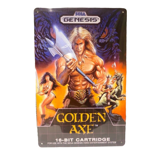 Golden Axe Sega Video Game Cover Metal Tin Sign 8"x12"