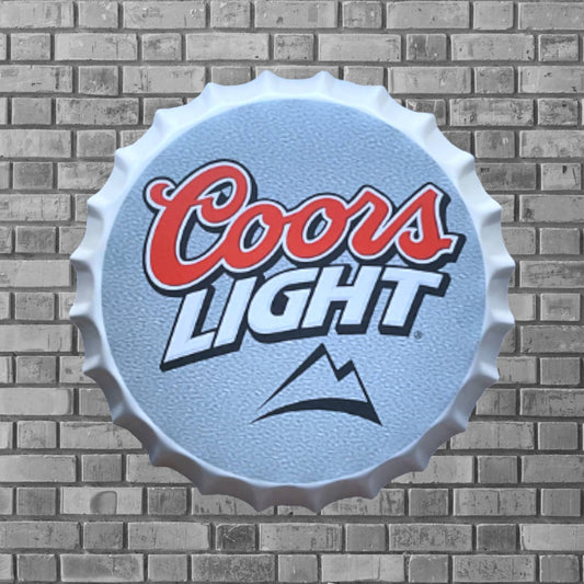 14” Coors Light Bottle Cap Metal Tin Sign