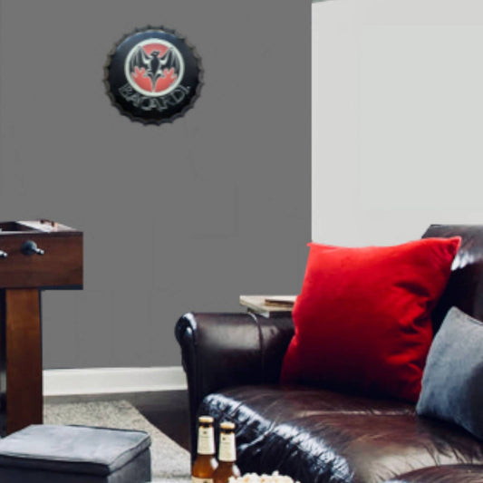 14” Bacardi Bottle Cap Metal Tin Sign