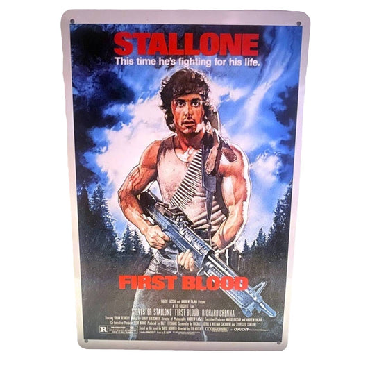 First Blood Movie Poster Metal Tin Sign 8"x12"