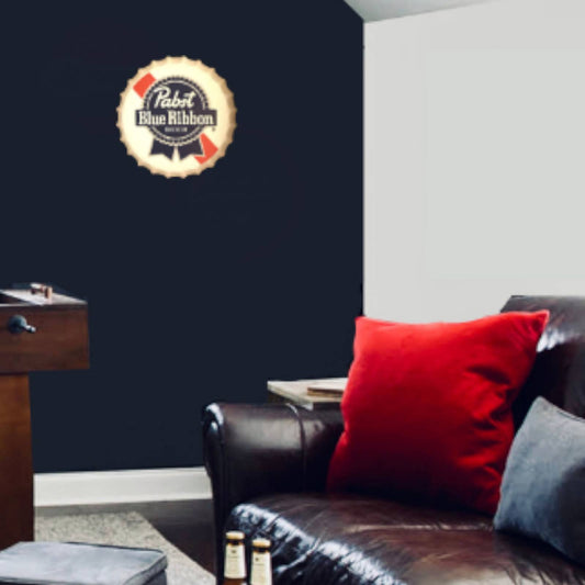 14” Pabst Blue Ribbon Bottle Cap Metal Tin Sign