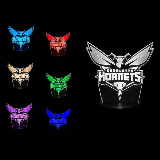 Charlotte Hornets 3D LED Night-Light 7 Color Changing Lamp w/ Touch Switch