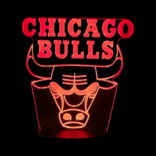 Chicago Bulls 3D LED Night-Light 7 Color Changing Lamp w/ Touch Switch