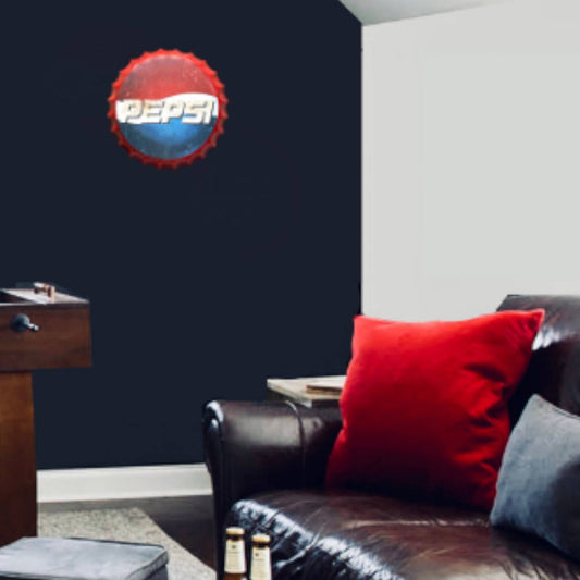 14” Pepsi Bottle Cap Metal Tin Sign