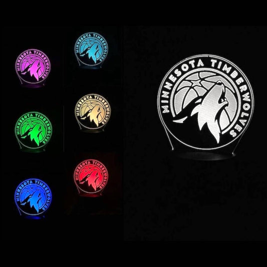 Minnesota Timberwolves 3D LED Night-Light 7 Color Changing Lamp w/ Touch Switch
