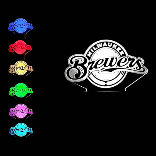 Milwaukee Brewers 3D LED Night-Light 7 Color Changing Lamp w/ Touch Switch