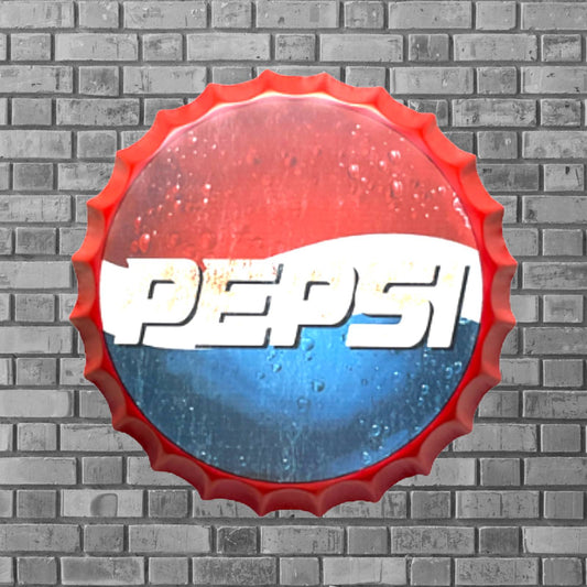 14” Pepsi Bottle Cap Metal Tin Sign