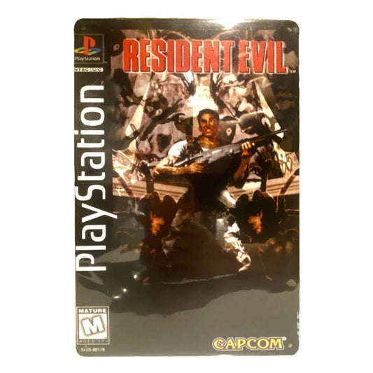 Resident Evil Playstation Video Game Cover Metal Tin Sign 8"x12"