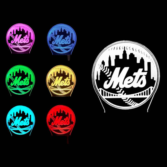 New York Mets 3D LED Night-Light 7 Color Changing Lamp w/ Touch Switch