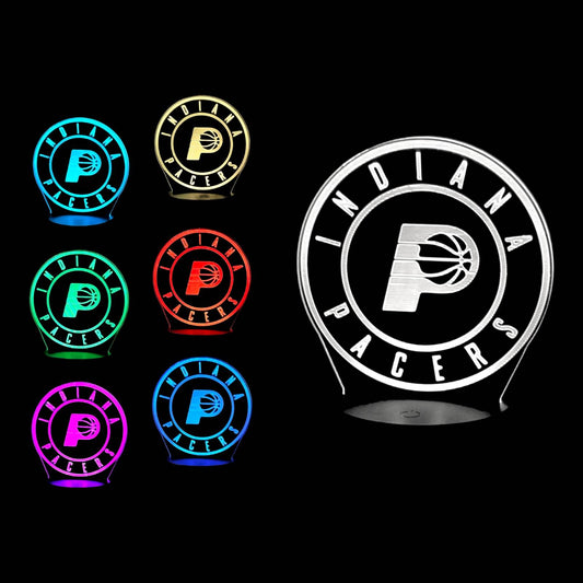 Indiana Pacers 3D LED Night-Light 7 Color Changing Lamp w/ Touch Switch