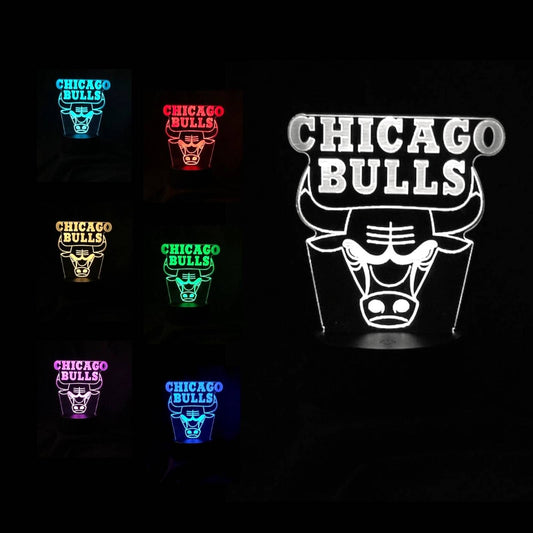 Chicago Bulls 3D LED Night-Light 7 Color Changing Lamp w/ Touch Switch