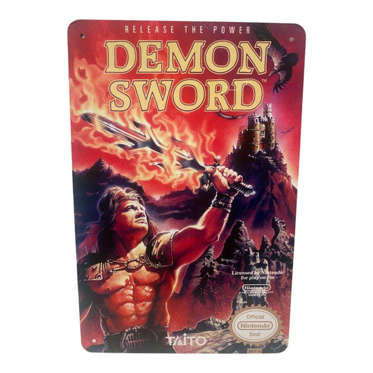 Demon Sword Video Game Cover Metal Tin Sign 8"x12"