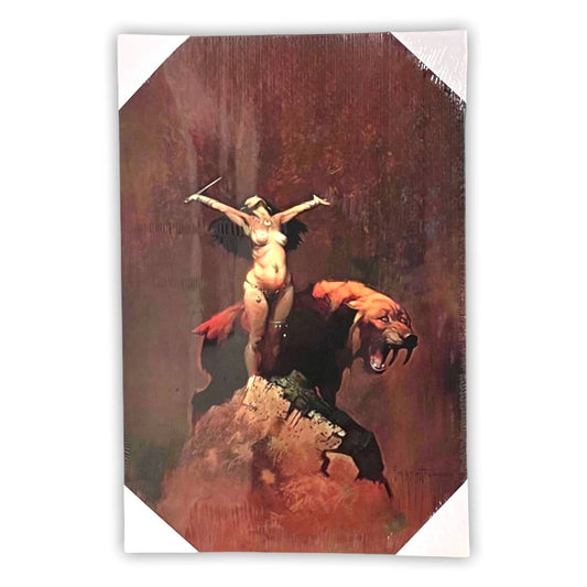 16” x 24" Frank Frazetta Jungle Queen Canvas Print Wall Art