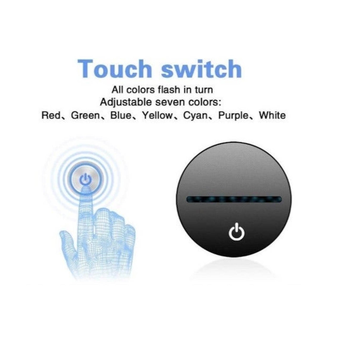 Tesla 3D LED Night-Light 7 Color Changing Lamp w/ Touch Switch