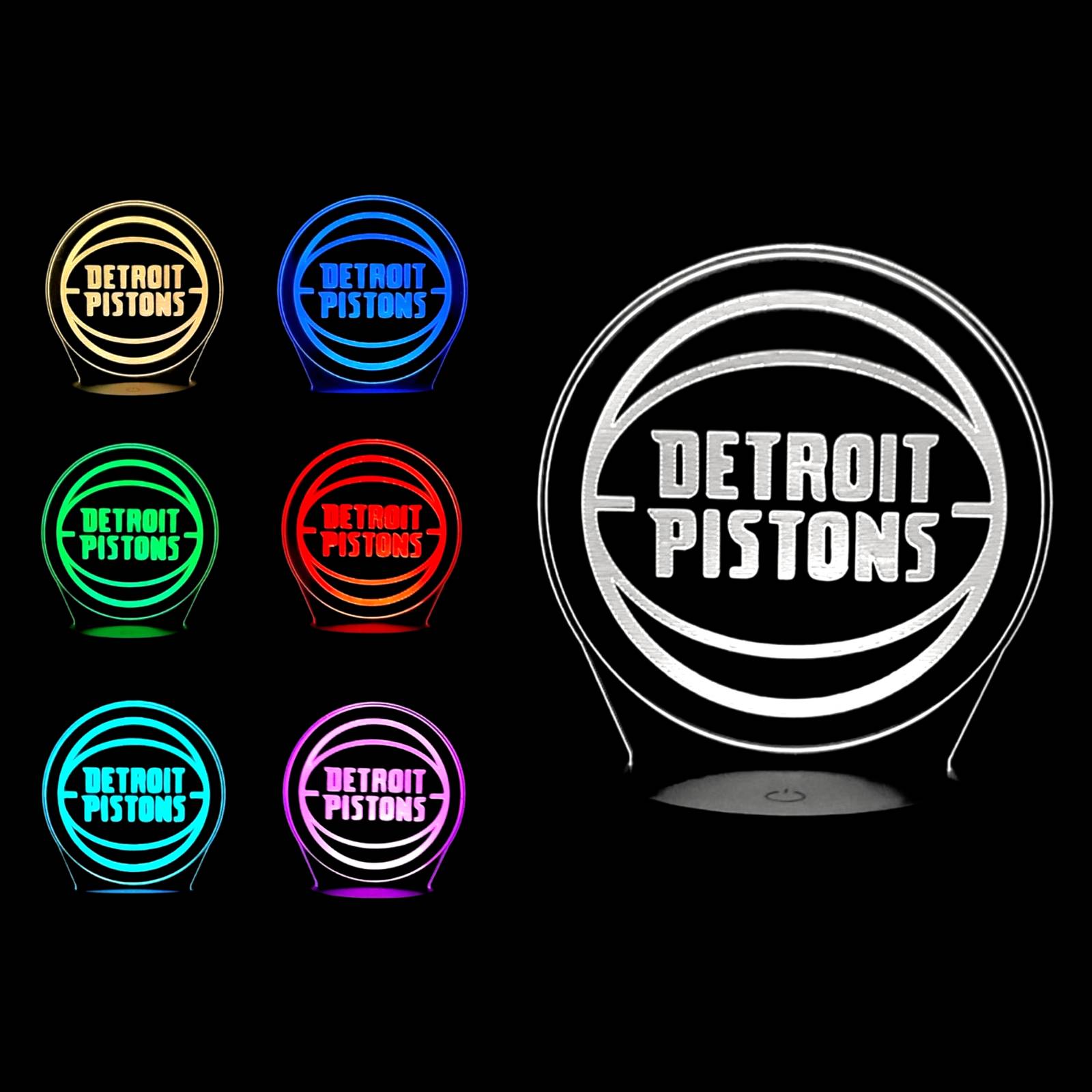 Detroit Pistons 3D LED Night-Light 7 Color Changing Lamp w/ Touch