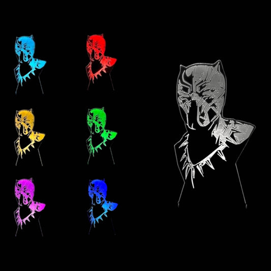 Black Panther 3D LED Night-Light 7 Color Changing Lamp w/ Touch Switch