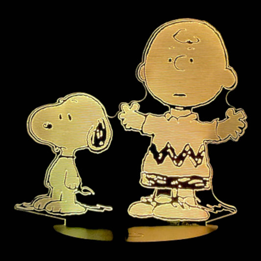 Charlie Brown & Snoopy 3D LED Night-Light 7 Color Changing Lamp w/ Touch Switch
