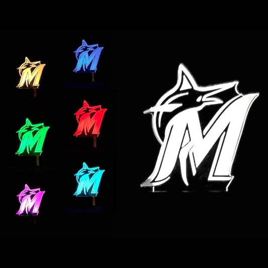Miami Marlins 3D LED Night-Light 7 Color Changing Lamp w/ Touch Switch