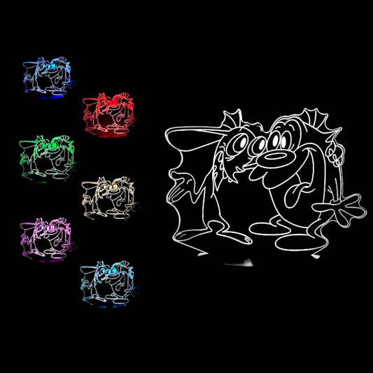 Ren & Stimpy 3D LED Night-Light 7 Color Changing Lamp w/ Touch Switch