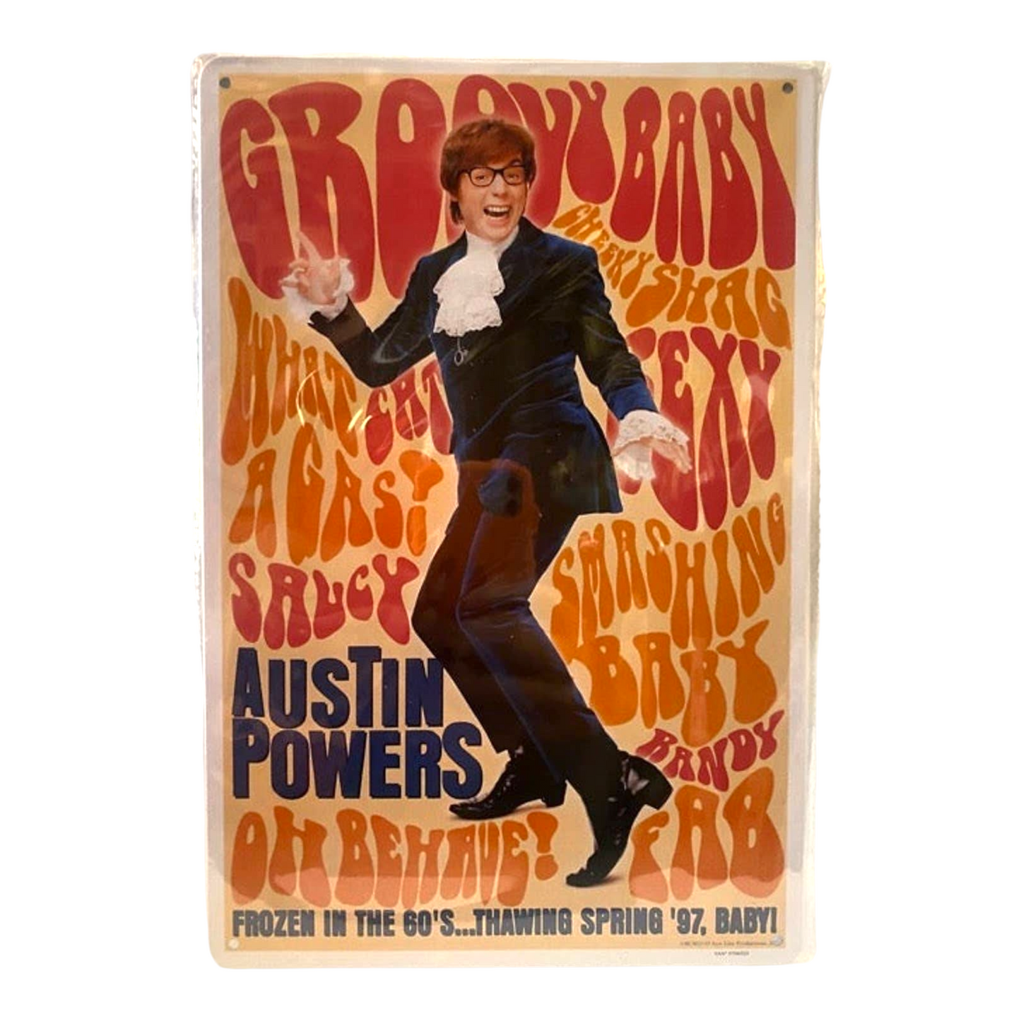 Austin Powers Movie Poster Metal Tin Sign 8"x12"