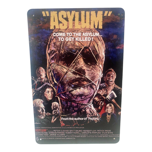 Asylum Movie Poster Metal Tin Sign 8"x12"