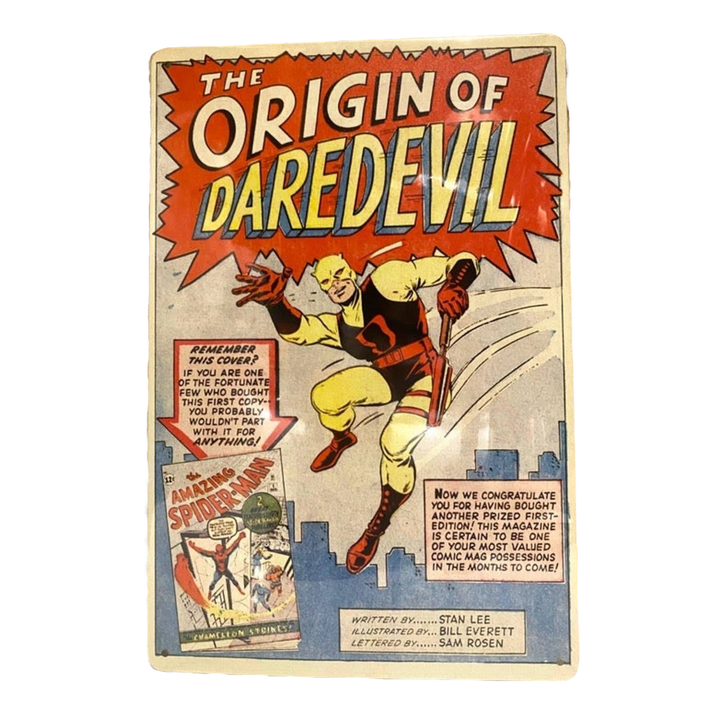 Origin of Daredevil Comic Cover Metal Tin Sign 8"x12"
