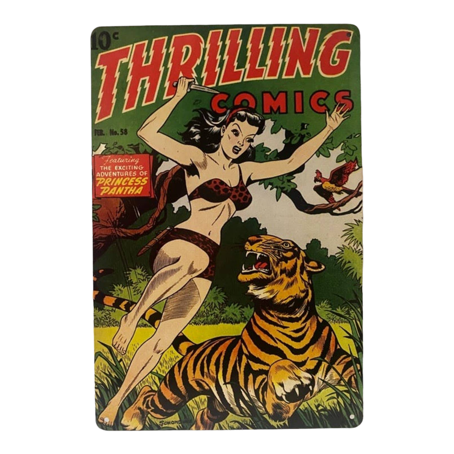 Thrilling Comics Feb Comic Cover Metal Tin Sign 8"x12"