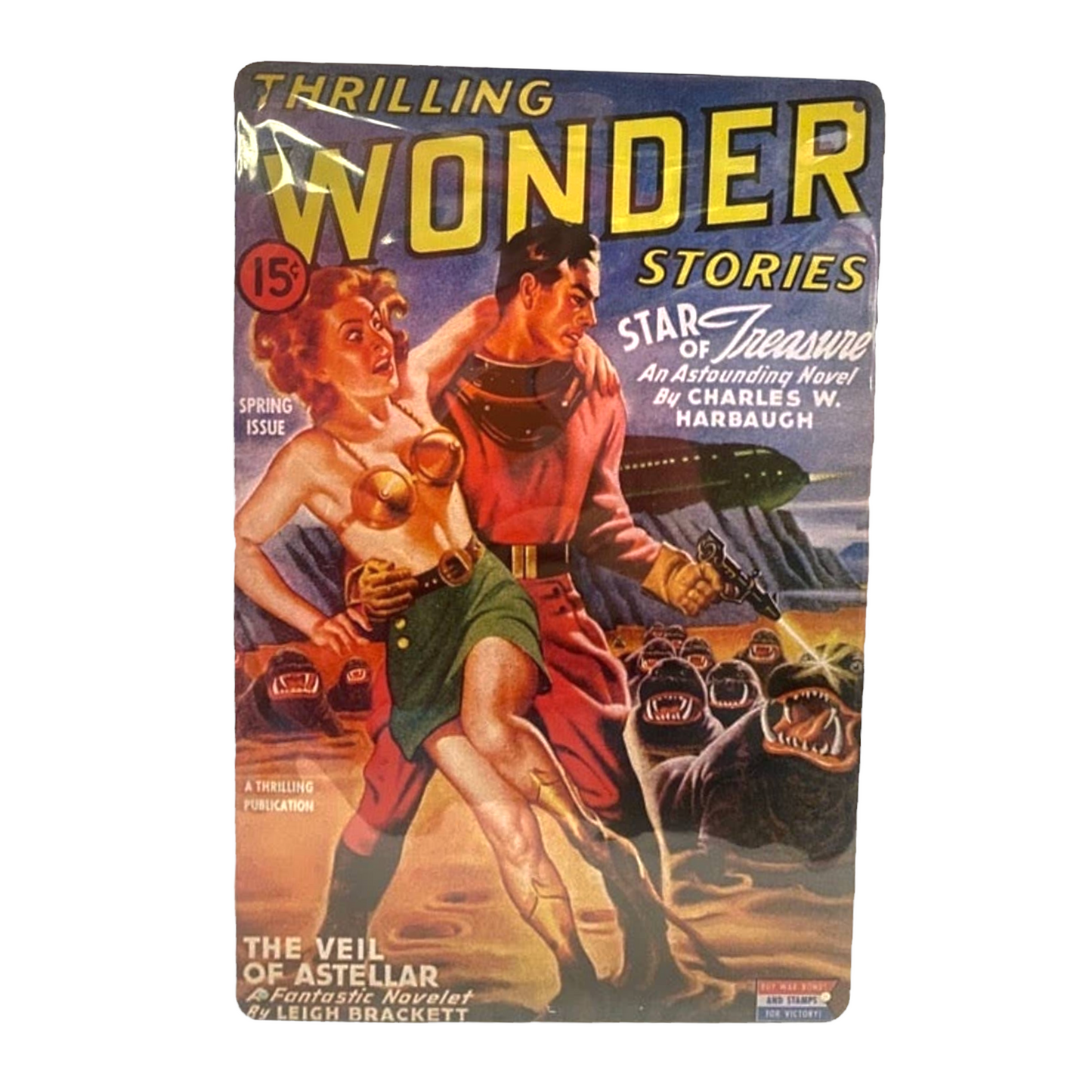Thrilling Wonder Stories Spring Comic Cover Metal Tin Sign 8"x12"