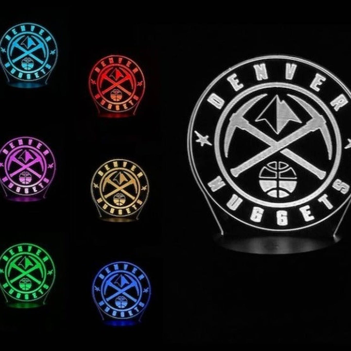 Denver Nuggets 3D LED Night-Light 7 Color Changing Lamp w/ Touch Switch