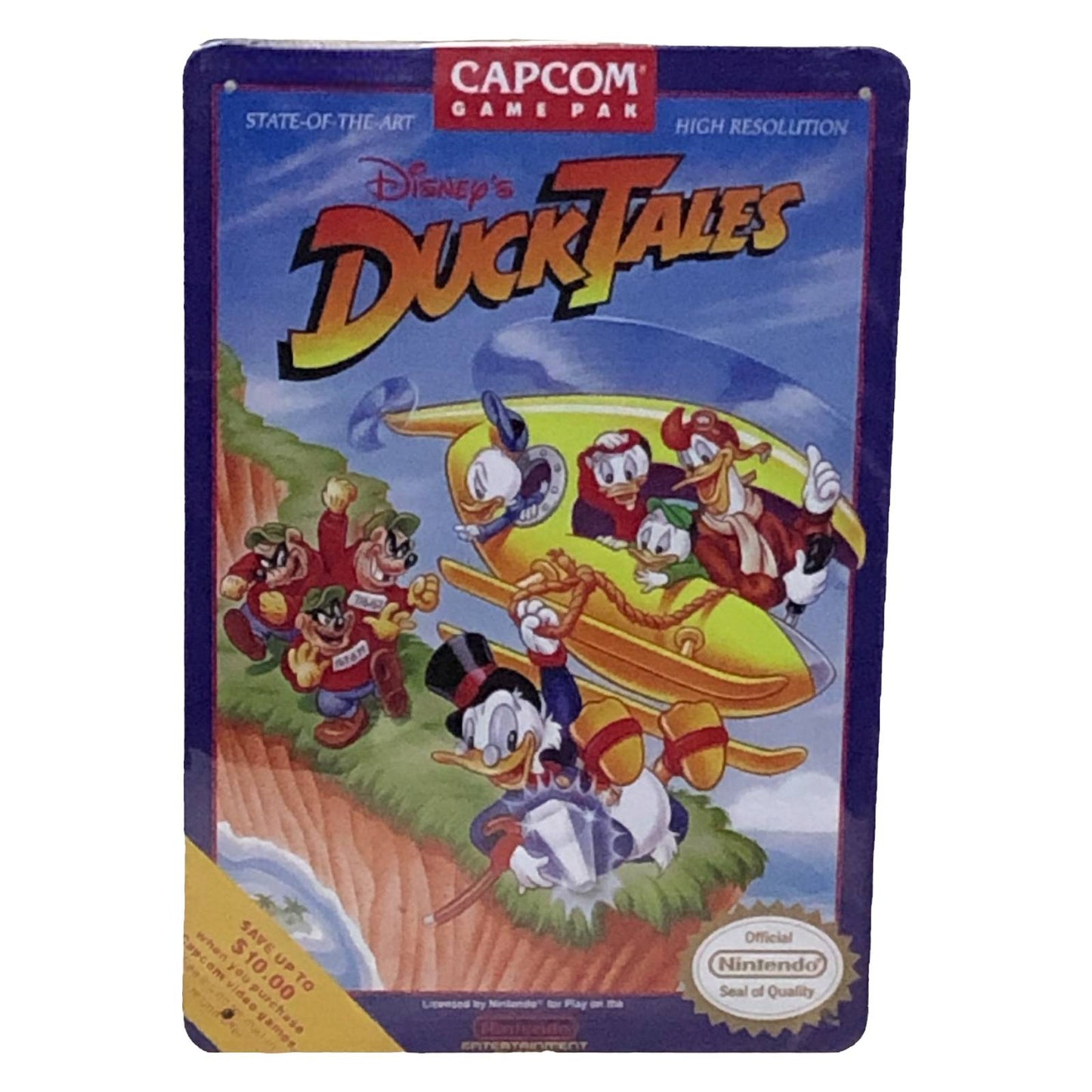 Ducktails Video Game Cover Metal Tin Sign 8"x12"