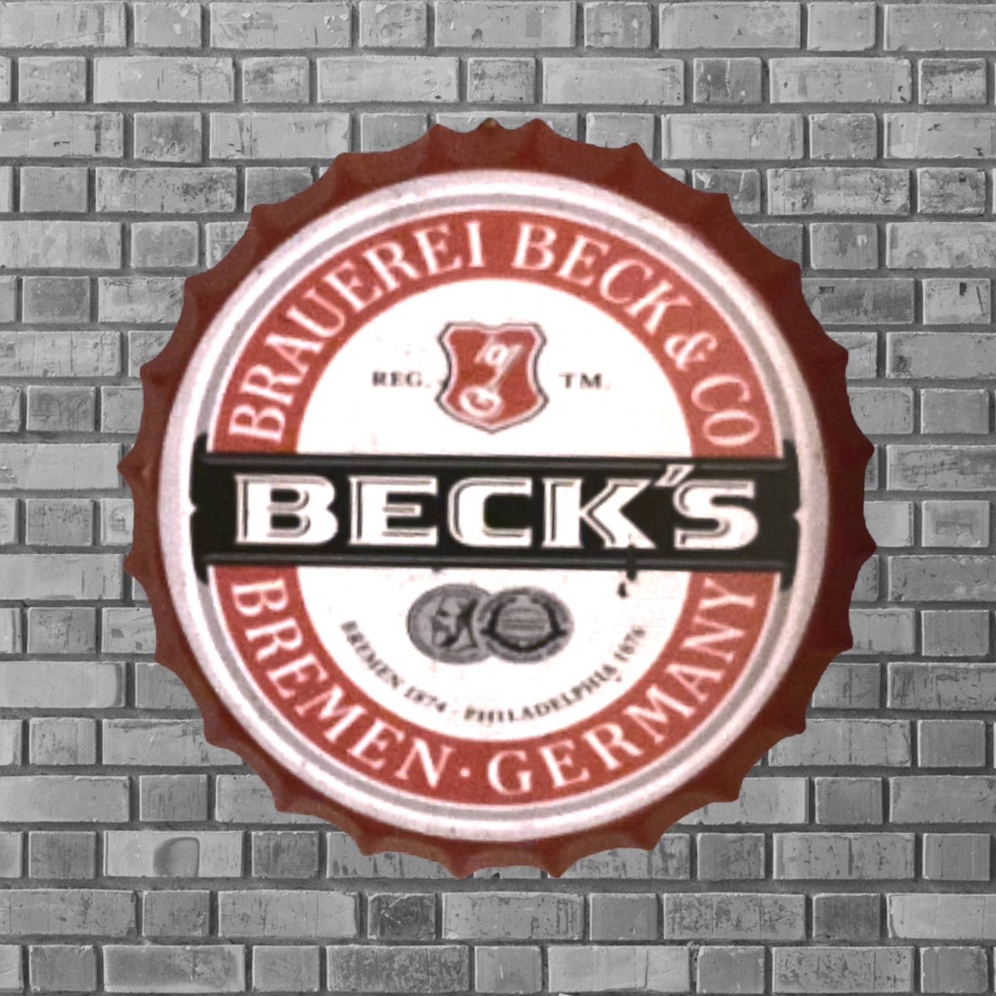 14” Becks Bottle Cap Metal Tin Sign