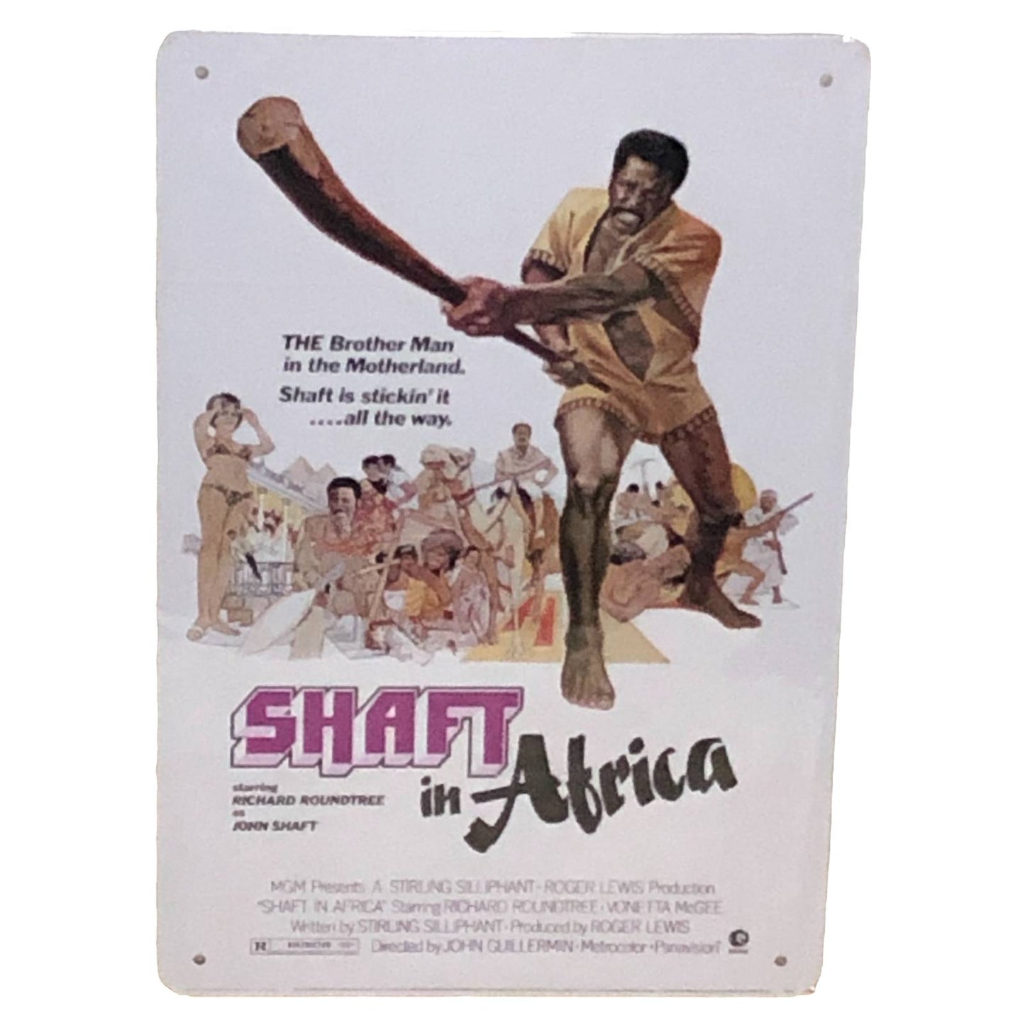 Shaft In Africa Movie Poster Metal Tin Sign 8"x12"