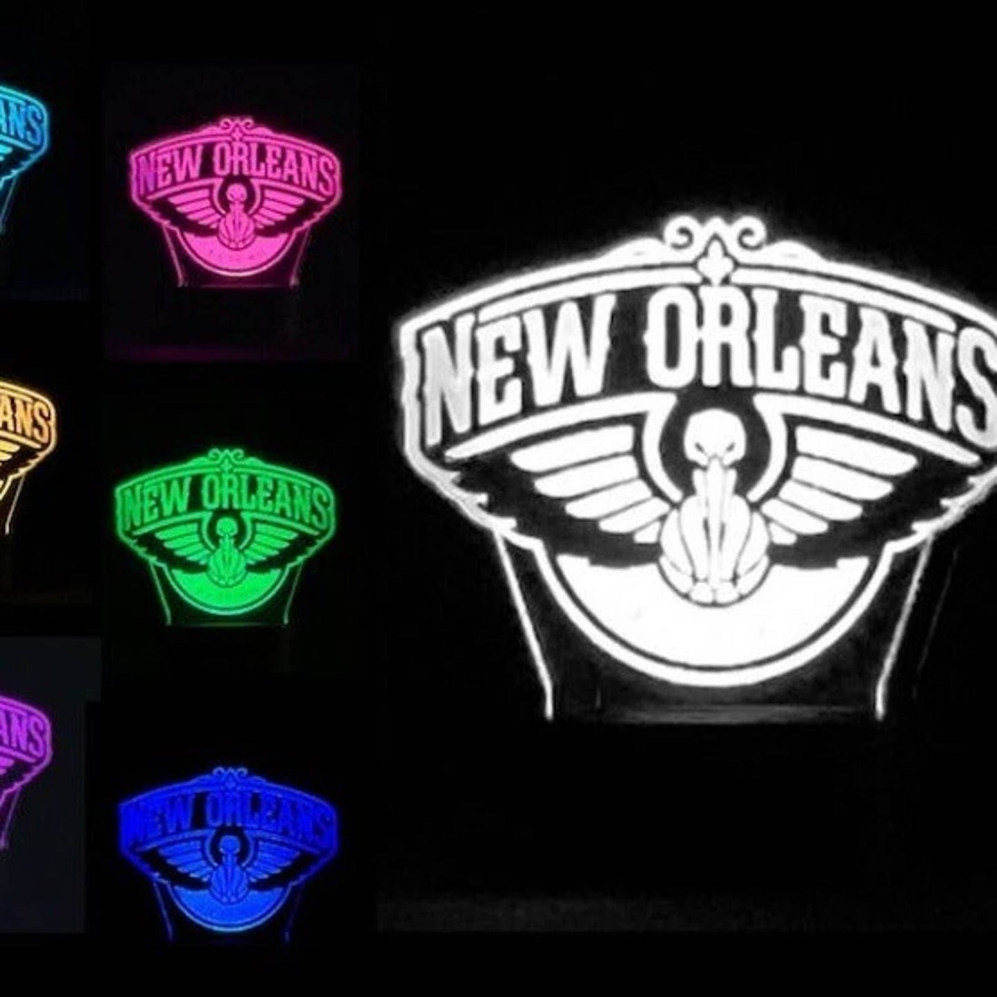 New Orleans Pelicans 3D LED Night-Light 7 Color Changing Lamp w/ Touch Switch
