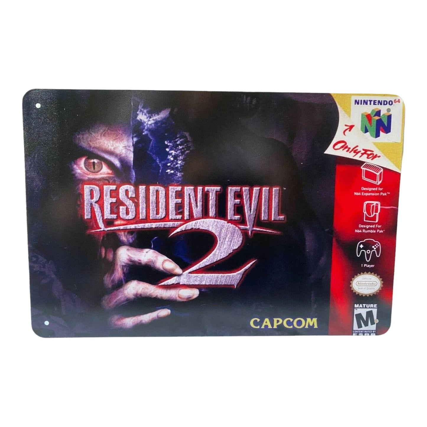 Resident Evil 2 Video Game Cover Metal Tin Sign 8"x12"