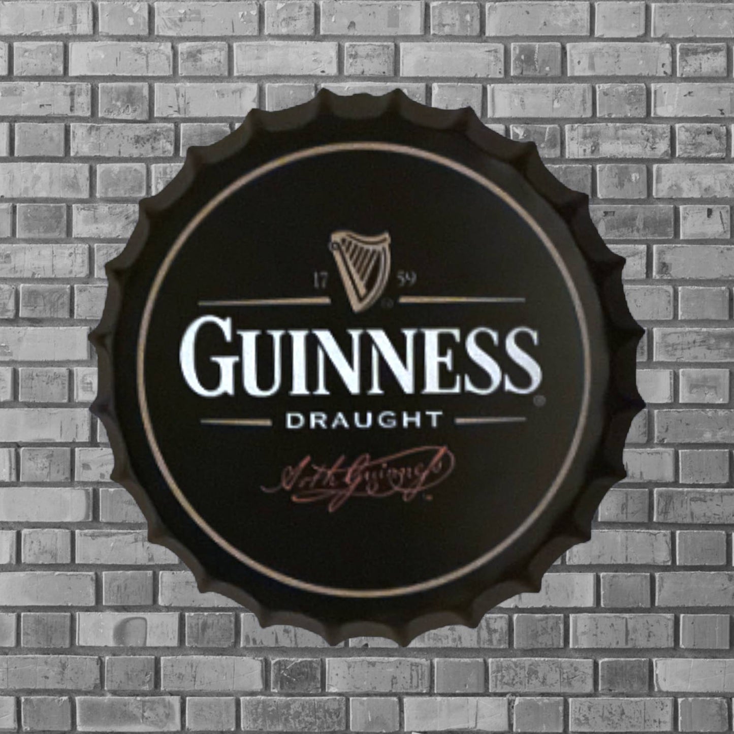 14” Guinness Bottle Cap Metal Tin Sign