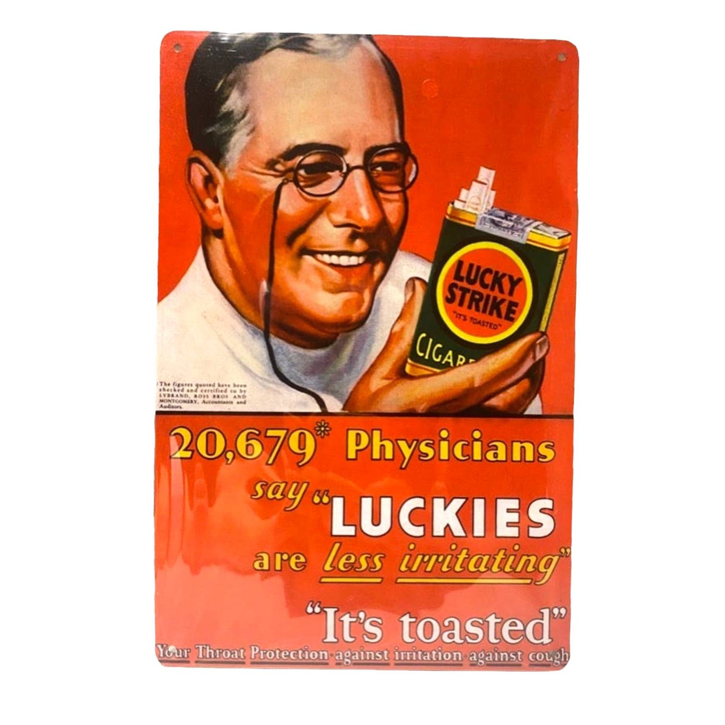 Lucky Strike Cigarette Poster Ad Metal Tin Sign 8"x12"