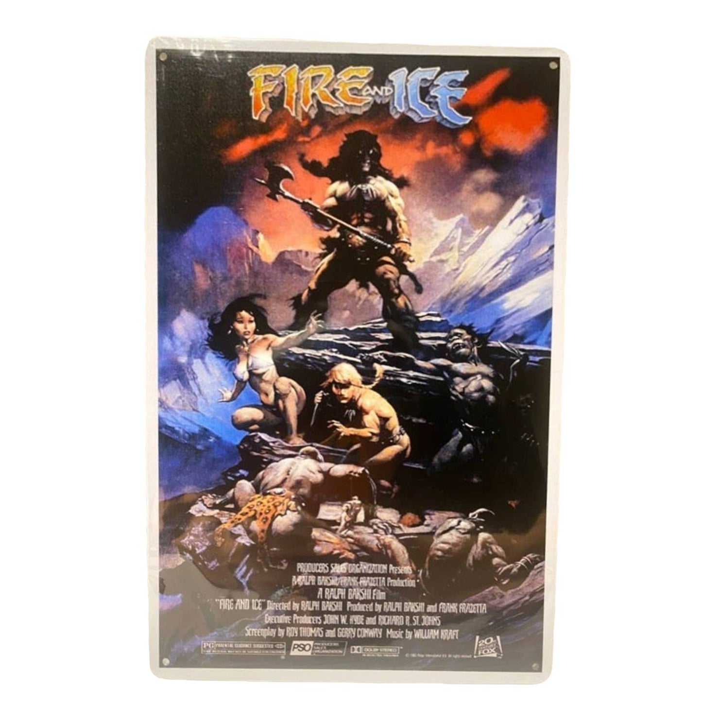 Fire and Ice Movie Poster Metal Tin Sign 8"x12"