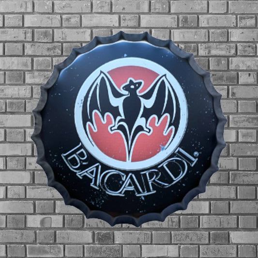 14” Bacardi Bottle Cap Metal Tin Sign