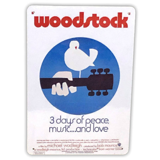 Woodstock (white) Movie Poster Metal Tin Sign 8"x12"