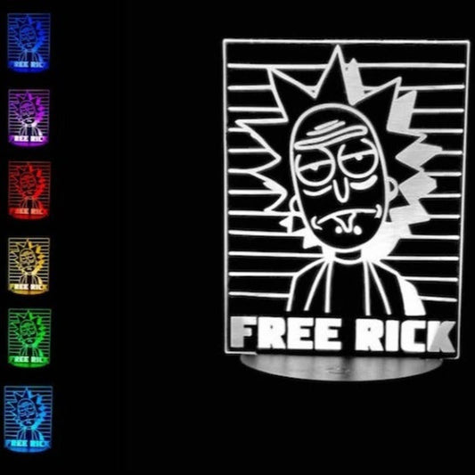 Free Rick-Rick And Morty 3D LED Night-Light 7 Color Changing Lamp w/ Touch