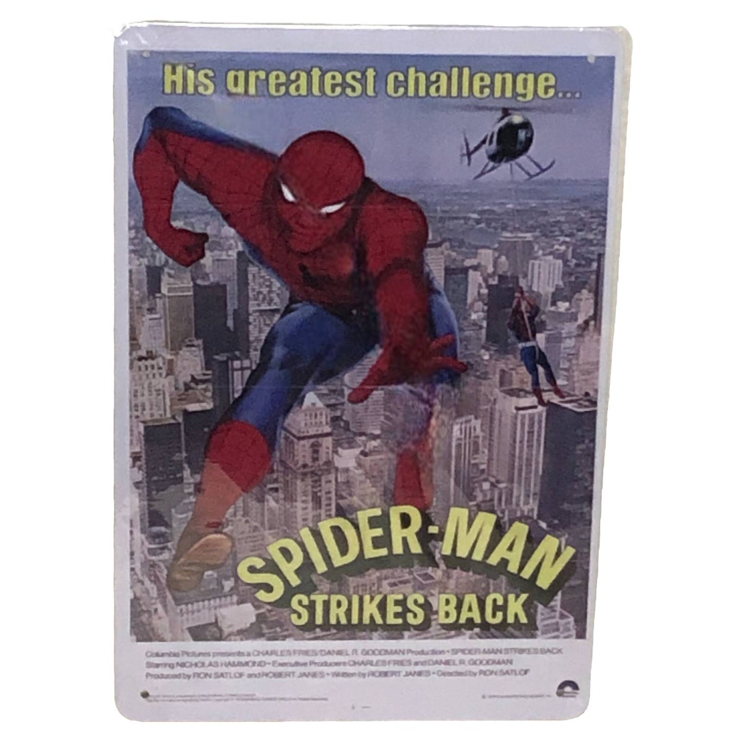 Spider-Man Strikes Back Movie Poster Metal Tin Sign 8"x12"